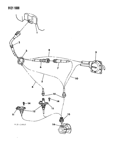 1989 Chrysler LeBaron GTC Cables And Pinion, Speedometer of Manual Transmission Diagram