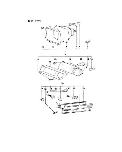 1986 Chrysler Conquest Lamps - Front Diagram 2 - Thumbnail