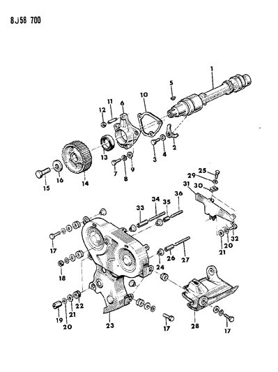 1989 Jeep Comanche Timing Cover & Intermediate Shaft Diagram 2 - Thumbnail