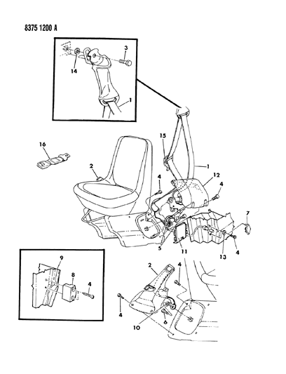 1988 Dodge Ram Van Buckle Diagram for L837EX9