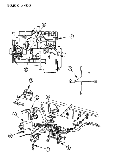 1991 Dodge W150 Air Charge Temperature Sensor Diagram for 4429547