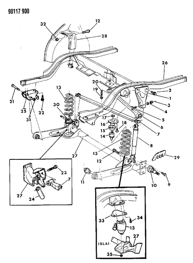 1990 Chrysler New Yorker Shock Absorber, Rear Diagram for 4228764