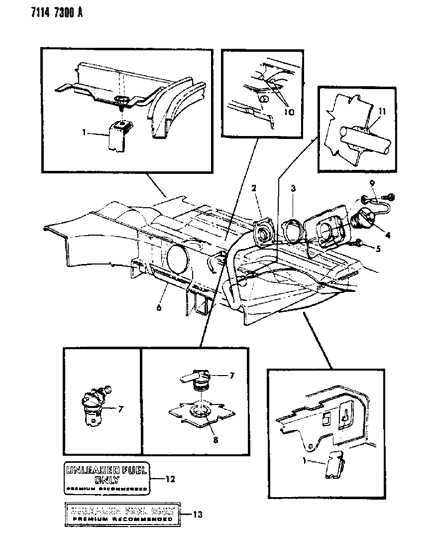 1987 Dodge Aries Fuel Tank & Filler Tube Diagram