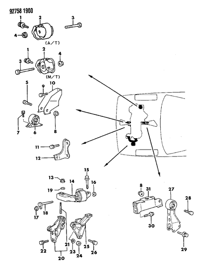 1994 Dodge Colt Motor Mount Diagram for MB309996