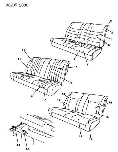 1993 Chrysler LeBaron Sedan Rear Seat Diagram 1 - Thumbnail