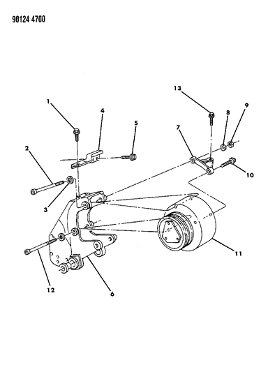 1990 Chrysler TC Maserati A/C Compressor Mounting Diagram 2 - Thumbnail