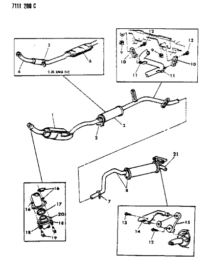 1987 Dodge 600 Tailpipe Extension Diagram for E0041134