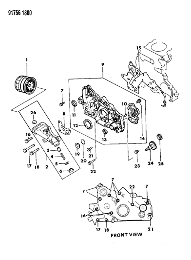 1991 Dodge Stealth Oil Pump & Filter Diagram 2 - Thumbnail