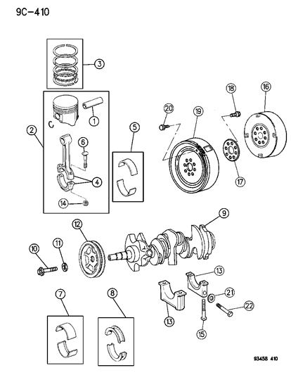 1993 Dodge Intrepid Crankshaft , Piston & Torque Converter Diagram 2 - Thumbnail