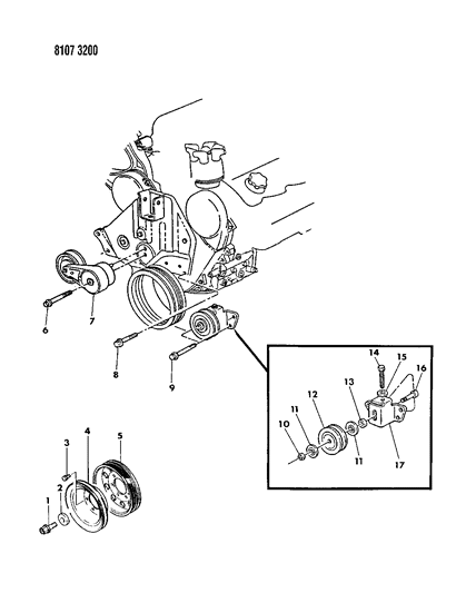 1988 Chrysler New Yorker Base Model Drive Pulleys Diagram 2 - Thumbnail