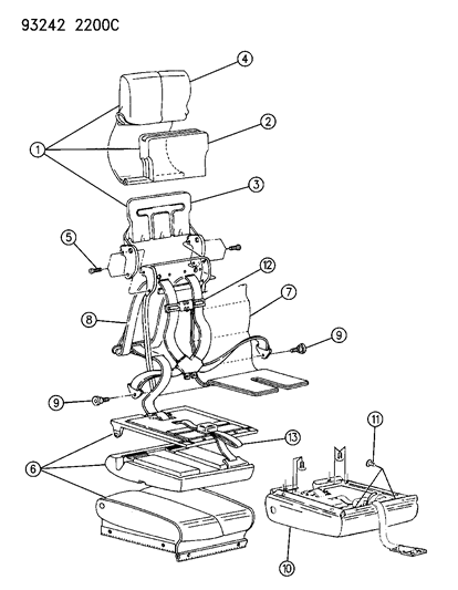 1993 Dodge Grand Caravan Cushion, W/Spring, Frame, Pad And Cover (Child Seat Module) Diagram for HP99MB7