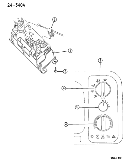 1995 Dodge Ram 3500 Knob, A/C And Heater Control (Large) Diagram for 4882482