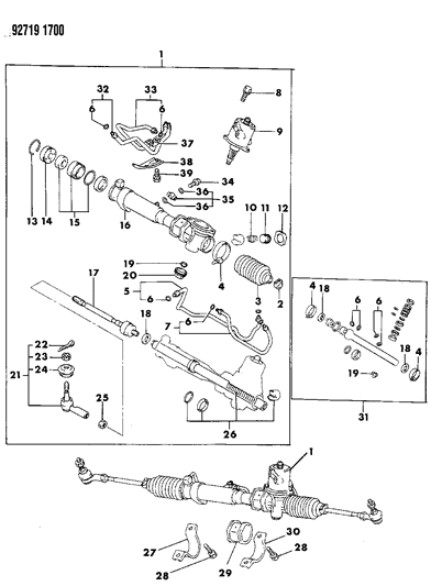1994 Dodge Stealth Tie Rod Boot Diagram for MB501711
