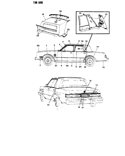 1987 Chrysler Fifth Avenue Moulding, Quarter Belt, Use On Monotone Paint Car Diagram for 4229816