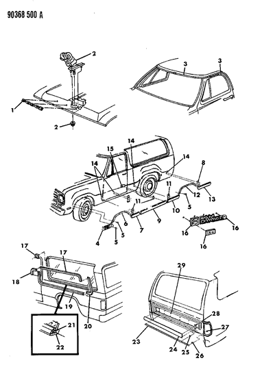 1990 Dodge D150 Mouldings & Ornamentation Diagram 2 - Thumbnail