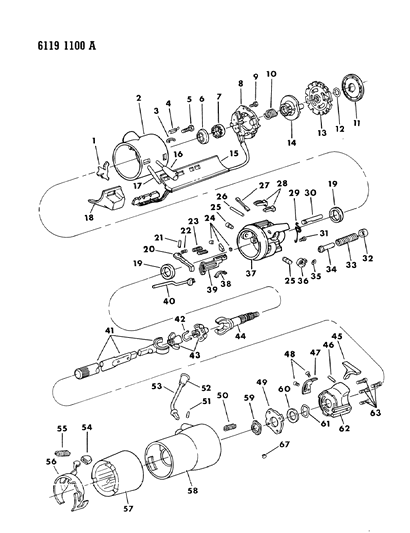 1986 Chrysler LeBaron Base Column, Steering, Upper With Tilt Diagram