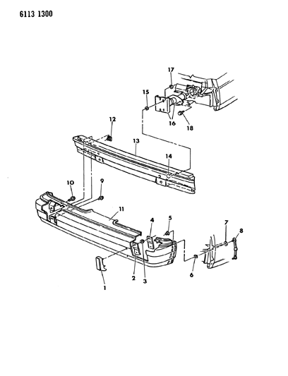 1986 Chrysler LeBaron Base Bumper, Rear Diagram 1 - Thumbnail