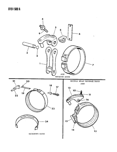1988 Chrysler Fifth Avenue Lever, W/Stem, Reverse Band, A999 Diagram for 4202765