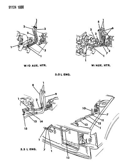 1991 Dodge Caravan Plumbing - Heater Diagram 2 - Thumbnail