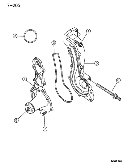 1994 Dodge Dakota Water Pump & Related Parts Diagram 1 - Thumbnail