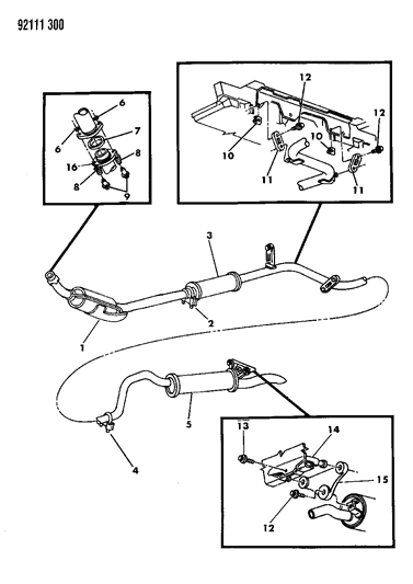 1992 Dodge Shadow Pipe, Tail W/Muffler Diagram for E0042184