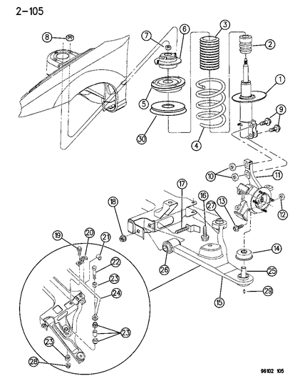 1996 Dodge Neon Control Arm Diagram for 4509775