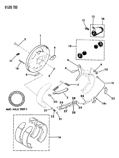 1986 Jeep Wrangler Brakes, Rear Diagram 1 - Thumbnail