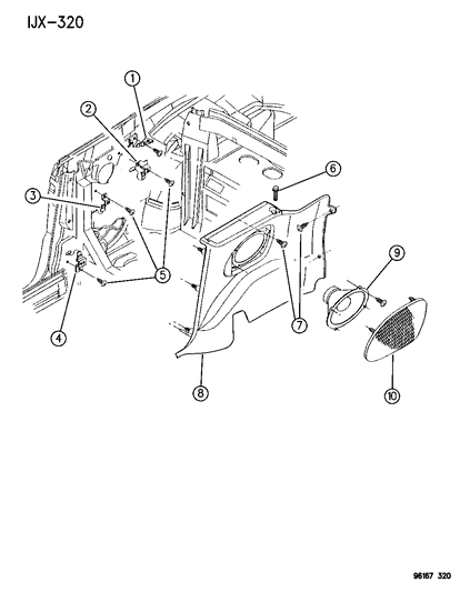1996 Chrysler Sebring Trim Panel Upper Bracket Diagram for 5256886