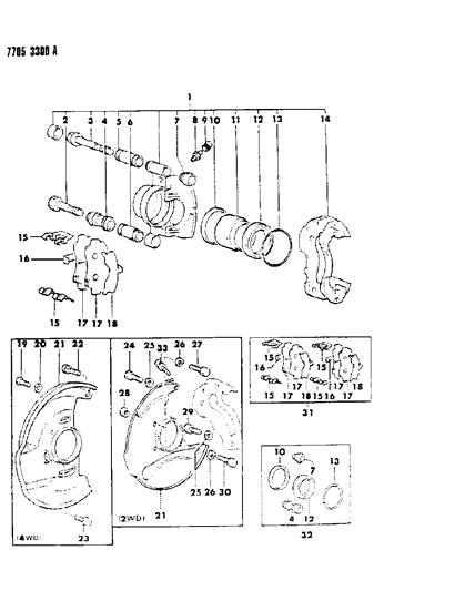 1988 Dodge Ram 50 Sleeve, Caliper Guide Pin Diagram for MB500801