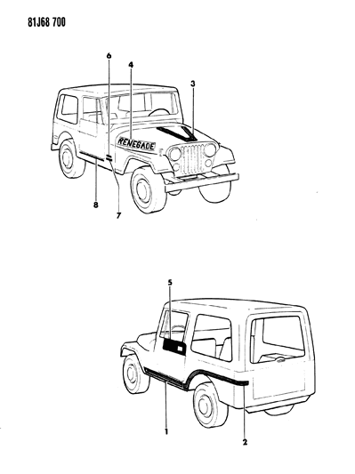 1986 Jeep Wrangler Decals, Exterior Diagram 11 - Thumbnail
