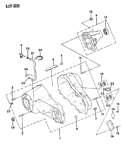 1990 Jeep Comanche Case, Extension & Miscellaneous Parts of Manual Transmission Diagram 1 - Thumbnail