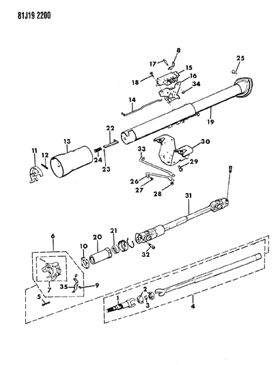 1986 Jeep Comanche Housing - Steering Column Lower Diagram 3 - Thumbnail