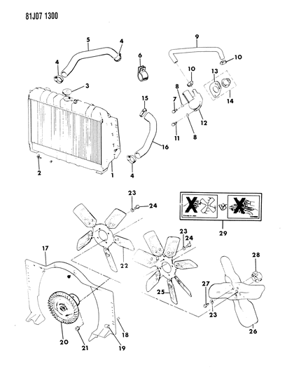 1984 Jeep J10 Radiator & Related Parts Diagram 2 - Thumbnail