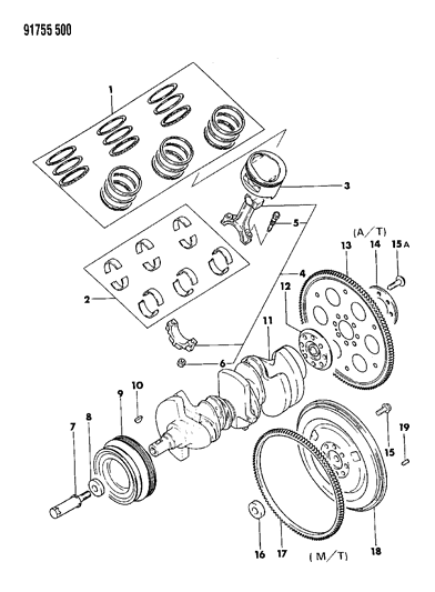 1991 Dodge Ram 50 Crankshaft & Piston Diagram 2 - Thumbnail