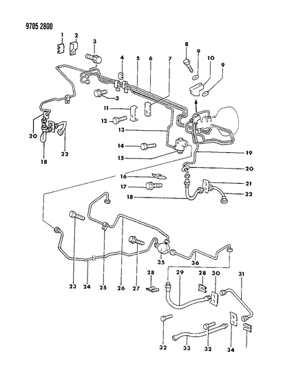 1989 Chrysler Conquest Lines & Hoses, Brake Diagram