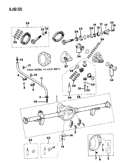 1990 Jeep Wrangler Housing & Differential, Rear Axle Diagram 4 - Thumbnail