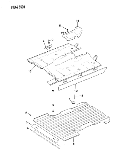 1984 Jeep Grand Wagoneer Pan, Front Floor Diagram for J5758237