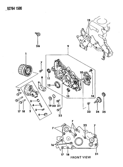 1992 Dodge Ram 50 Oil Pump & Oil Filter Diagram