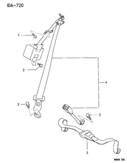 1995 Dodge Avenger Lap Belt, Brown Diagram for MR711939