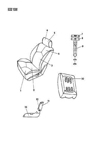 1988 Dodge Shadow Front Seat Diagram 1 - Thumbnail