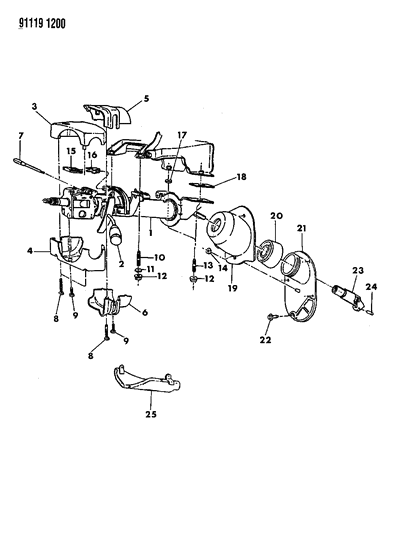 1991 Chrysler New Yorker Salon Column, Steering, Upper And Lower Diagram
