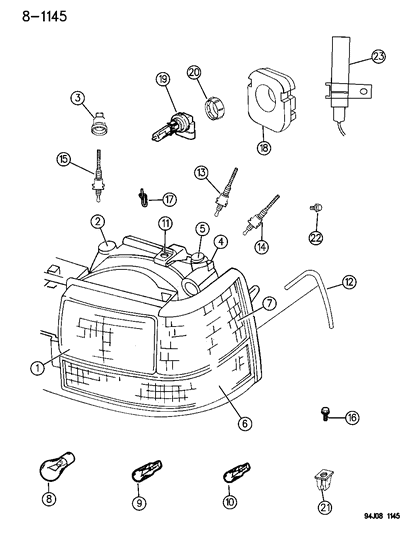 1995 Jeep Grand Cherokee Socket Plate, Rear Diagram for 4400588