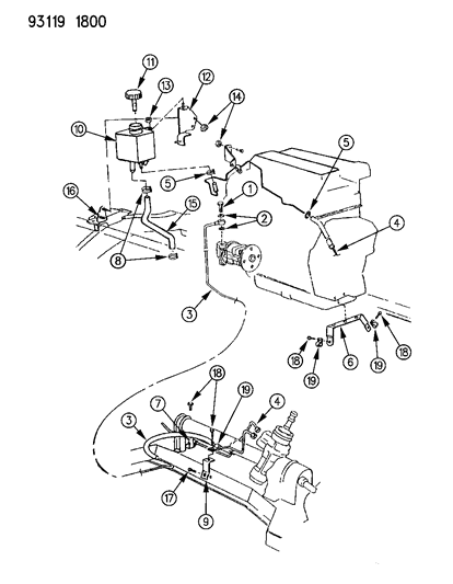 1993 Dodge Caravan Power Steering Hoses Diagram 2 - Thumbnail