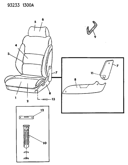 1993 Chrysler LeBaron GTC Front Seat Diagram 3 - Thumbnail