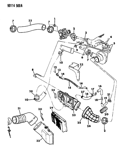 1990 Chrysler LeBaron GTC Air Cleaner Diagram 2 - Thumbnail