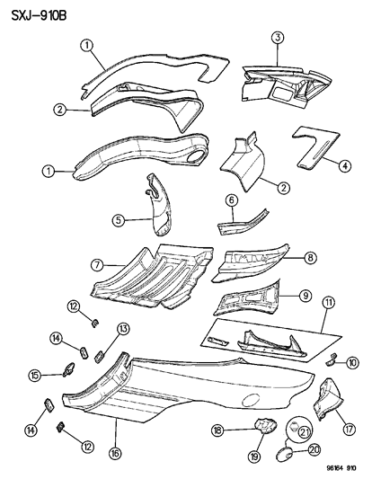1996 Chrysler Sebring Screw And Washer, Fuel Filler Door Attaching Diagram for 6504303