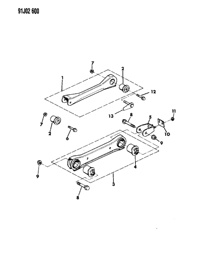 1993 Jeep Cherokee Lower Control Arm Diagram for 52001162