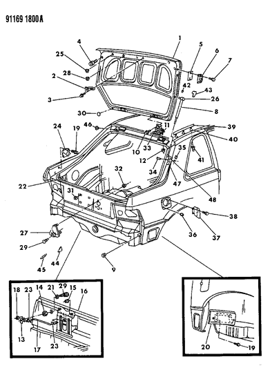 1991 Dodge Shadow Liftgate Panel And Fuel Filler Door Diagram