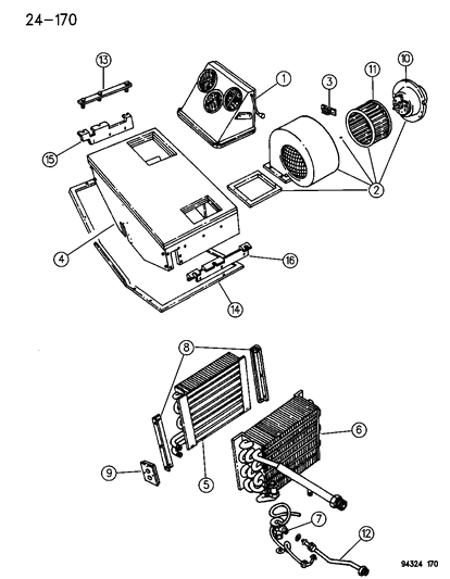 1994 Dodge Ram Van Evaporator Core, Rear Diagram for 4361401