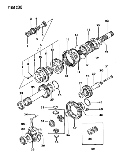 1991 Dodge Stealth Power Train Automatic Transaxle Diagram 1 - Thumbnail